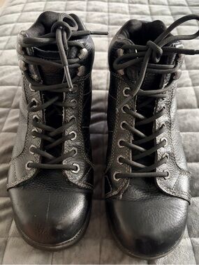 Harley Davidson Black Leather Motorcycle Riding Boots Size 8.5 Great Condition